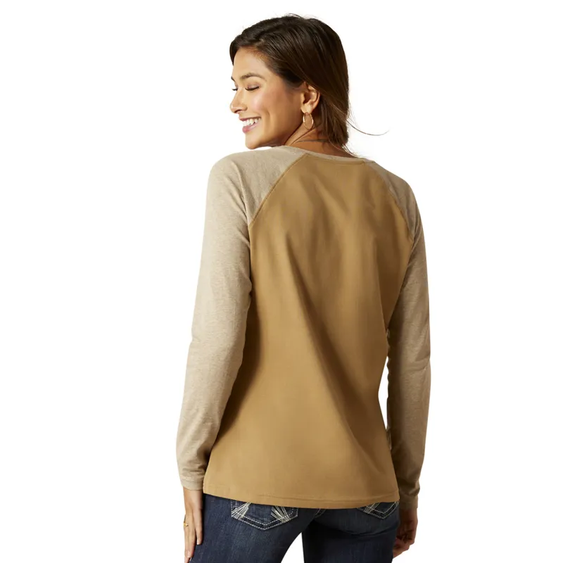 Ariat Woman's Tucson Baseball Tee - Petrified Oak-1