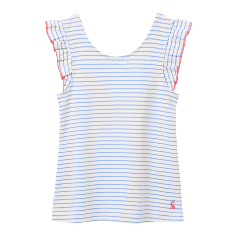Joules Girls' Butterfly Frill Stripe Vest - Blue Stripe