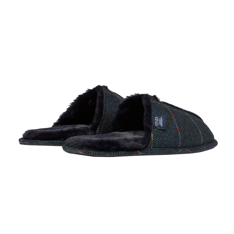 Joules Furlton Tweed Mule Slippers - Navy Tweed-2