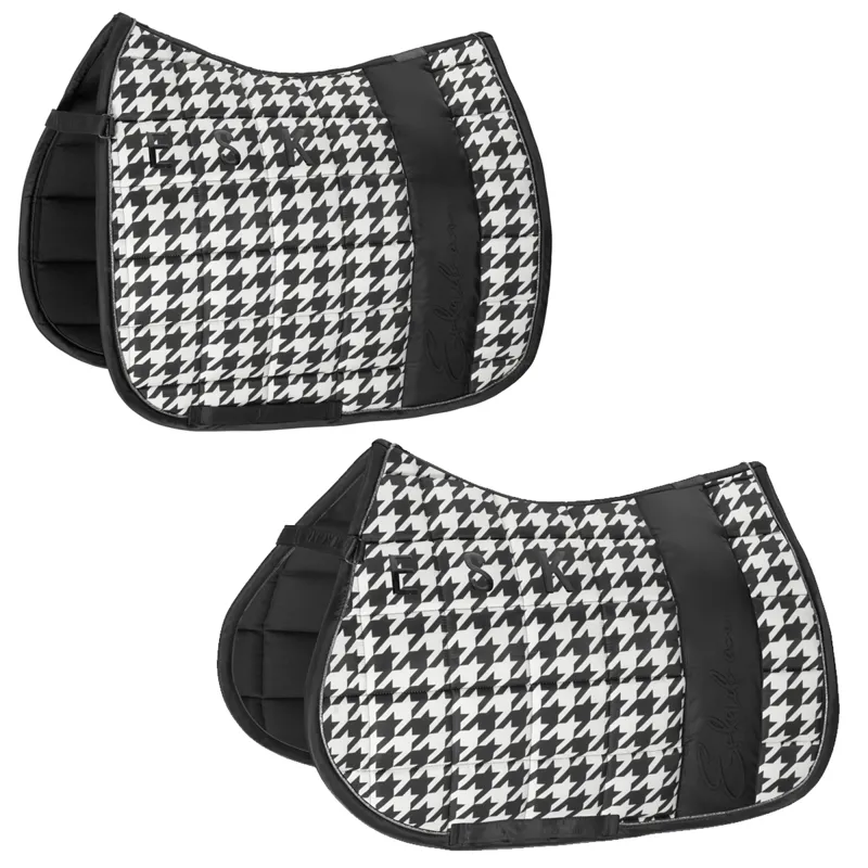 Eskadron Big Square Glossy Saddle Cloth Essence AW22 - Black/Creme/Dark Olive