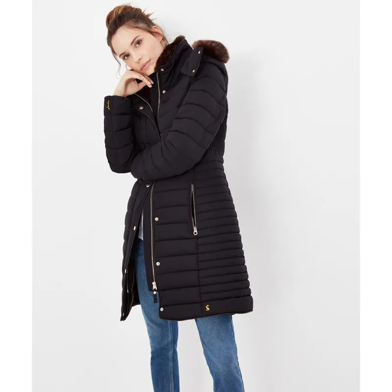 Joules Cherington Showerproof Longline Padded Coat - True Black-1