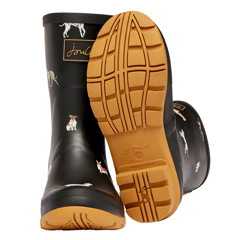 Joules Molly Mid Height Wellies - Black Dog-3