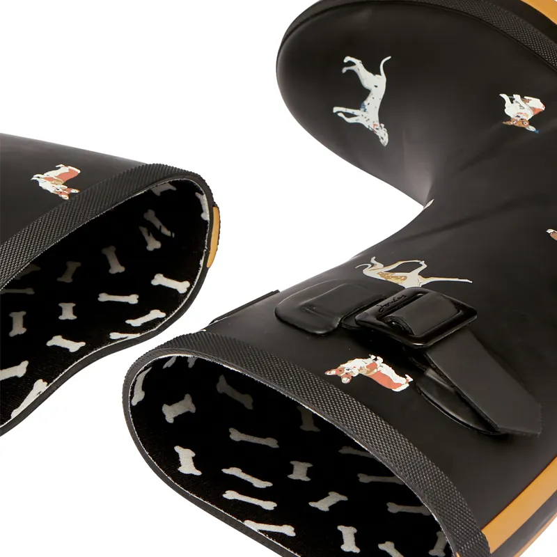 Joules Molly Mid Height Wellies - Black Dog-2