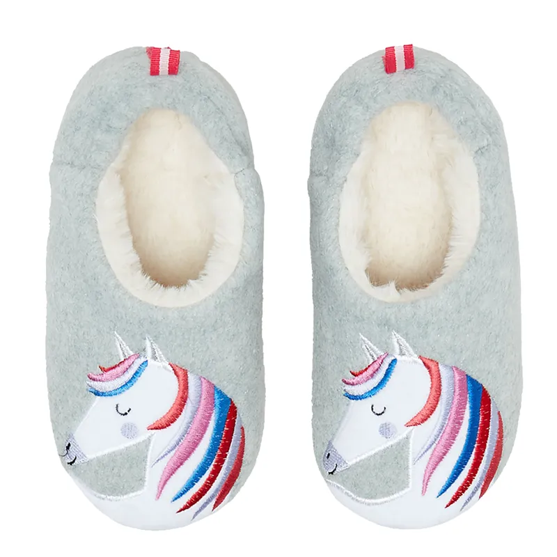 Joules Junior Slippet Felt Mules - Rainbow Horse
