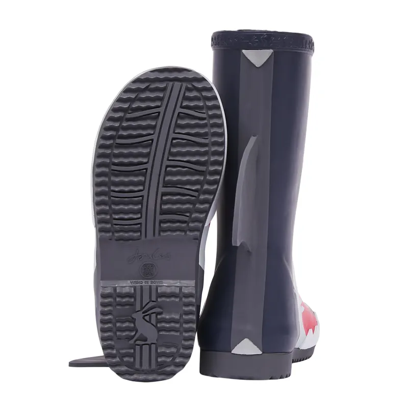 Joules Jnr Roll Up Flexible Printed Wellies - Navy Shark-2