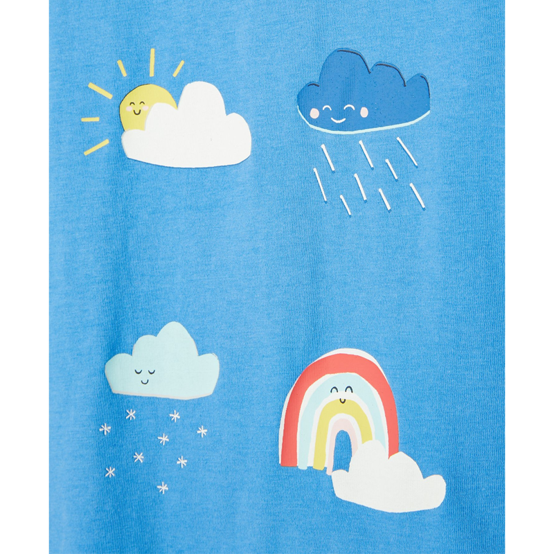 Joules Pixie Short Sleeve Screenprint Artwork T-Shirt - Blue Weather Icons-3