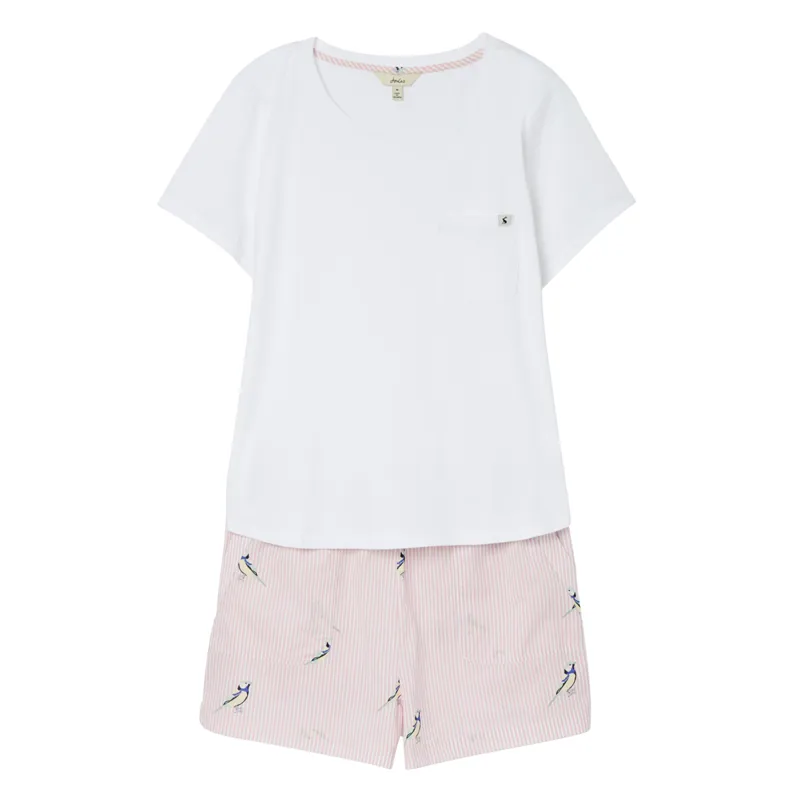 Joules Nightdale T-shirt and Short Set - Stripe Bird