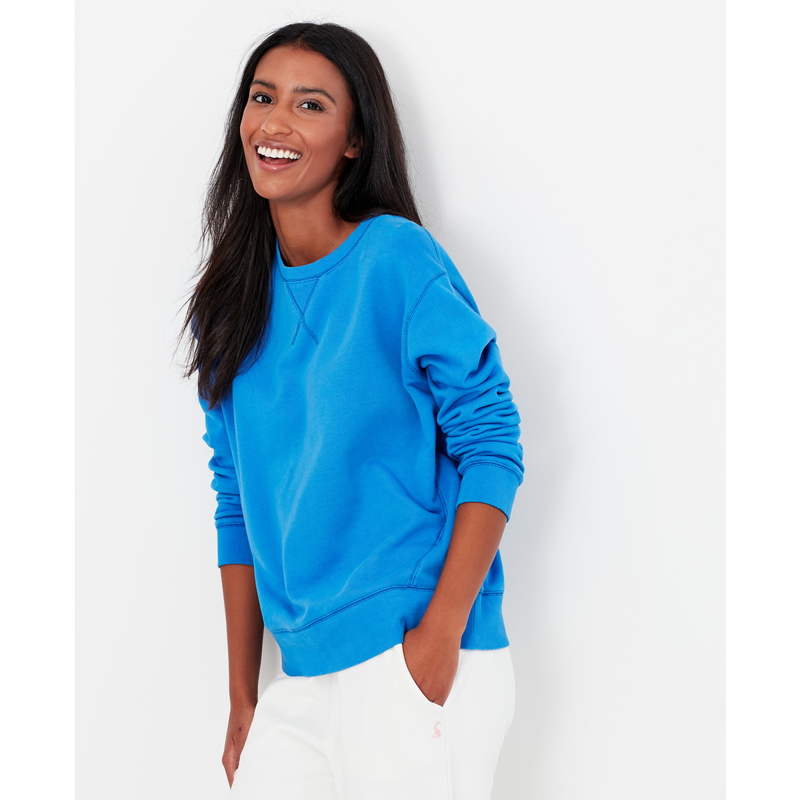 Joules Monique Garment Dyed Crew Neck Sweatshirt - Mid Blue-1