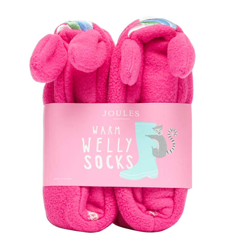 Joules Smile Character Welly Socks - Bright Pink-3
