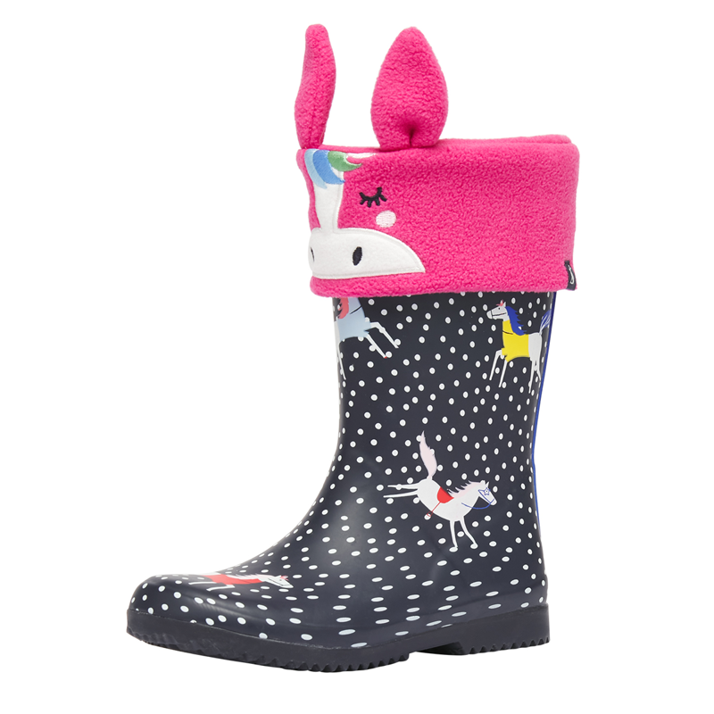 Joules Smile Character Welly Socks - Bright Pink-1