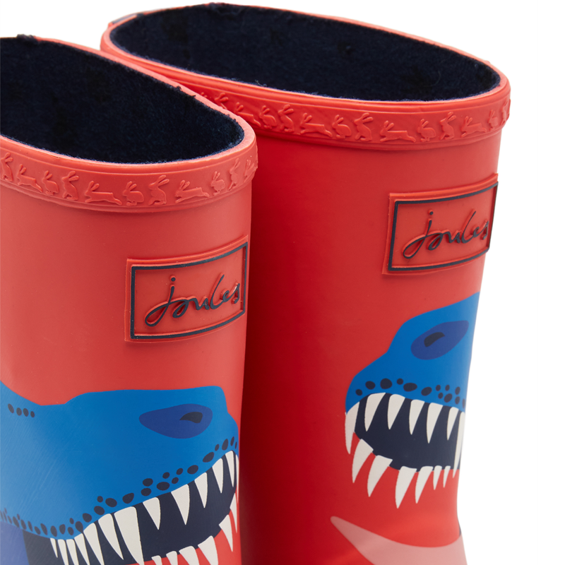 Joules Jnr Roll Up Flexible Printed Wellies - Red Dino-2