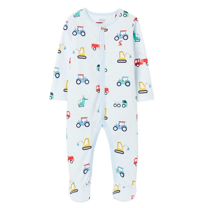 Joules Razamataz Printed Babygrow - Vehicle Stripe
