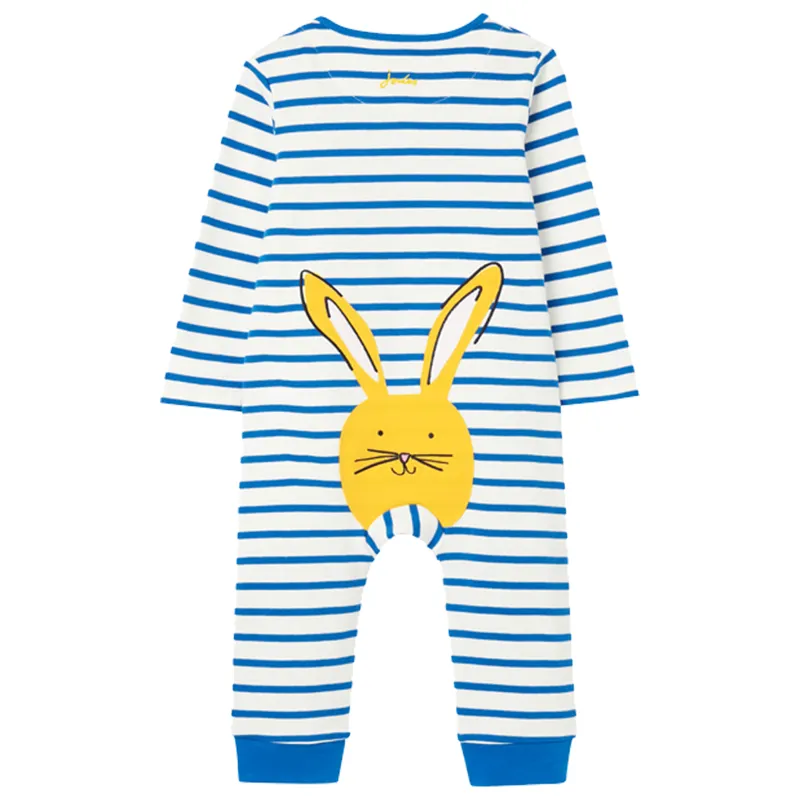 Joules Nursery Winfield Cotton Artwork Romper - Animal Blue Stripe-1