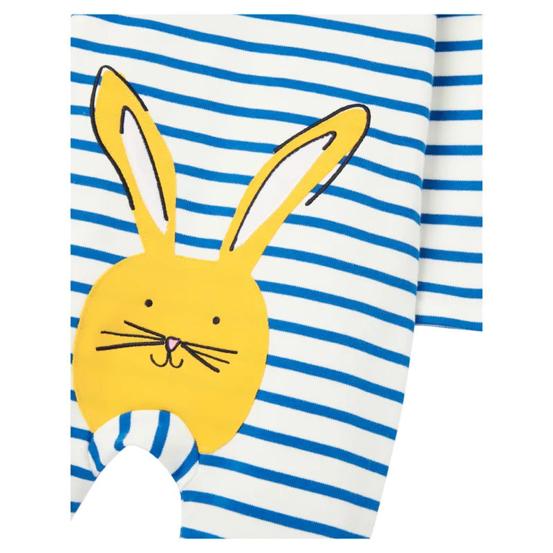 Joules Nursery Winfield Cotton Artwork Romper - Animal Blue Stripe-5
