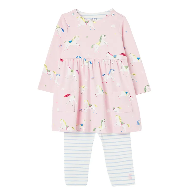 Joules Christina Cotton Dress Set - Horse Pink