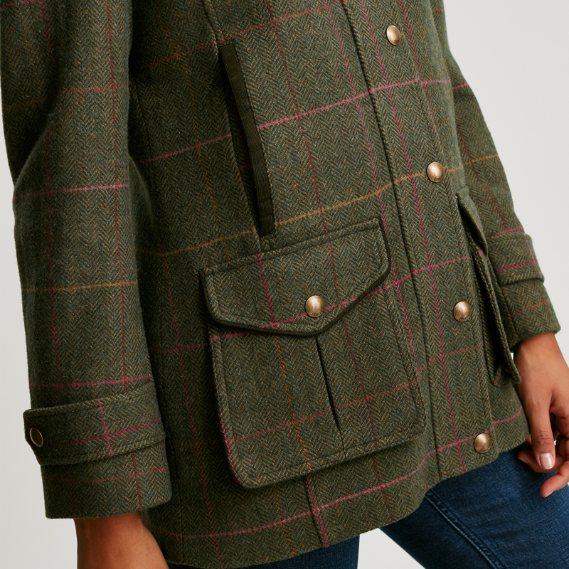 Joules Fieldcoat Luxe Tweed Jacket With Removable Gilet - Green Tweed-5