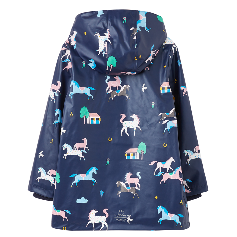 Joules Raindance Waterproof  Recycled Jacket - Navy Horses-1