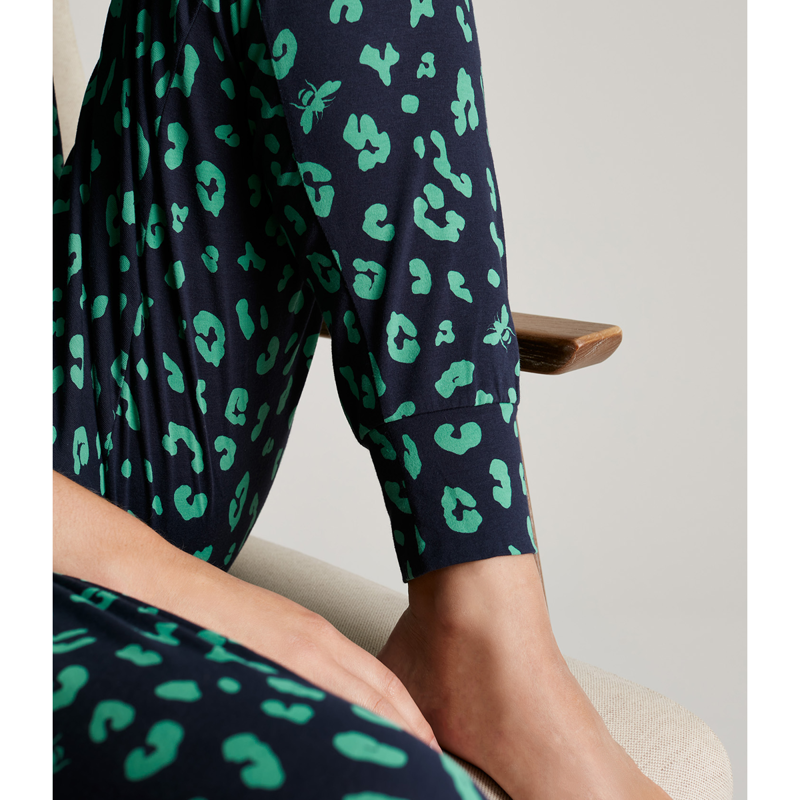 Joules Dreamley Long Sleeve Jersey Pyjama Set - Navy Bee Leopard-3