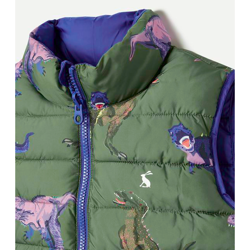 Joules Flip It Reversible Printed Gilet - Green Dino-3