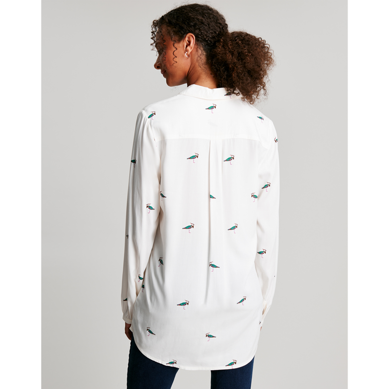 Joules Elvina Button Through Blouse - Cream Bird-2