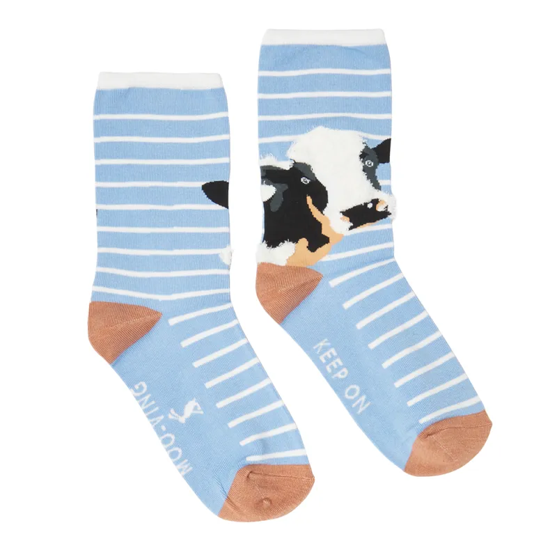 Joules Excellent Everyday Single Eco Vero Socks - Blue Cow