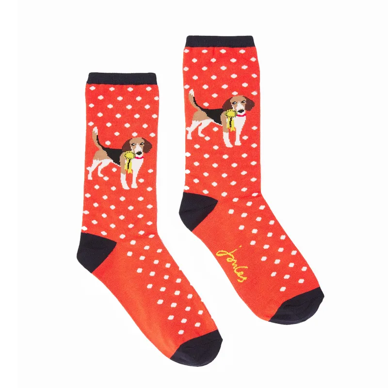 Joules Excellent Everyday Single Eco Vero Socks - Red Dog