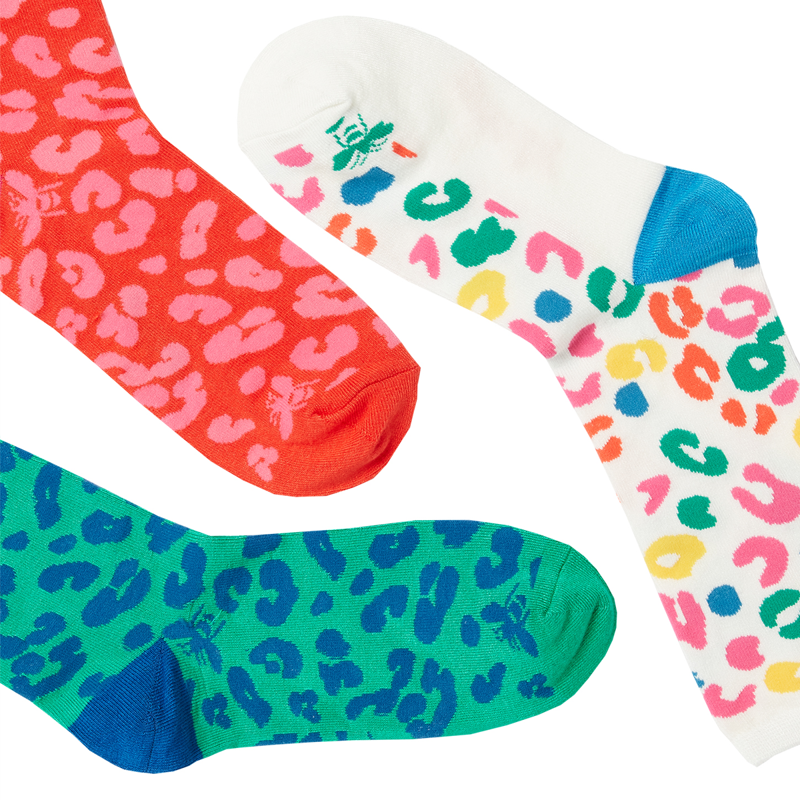 Joules Excellent Everyday 3Pk Eco Vero Socks - Cream Leopard-2