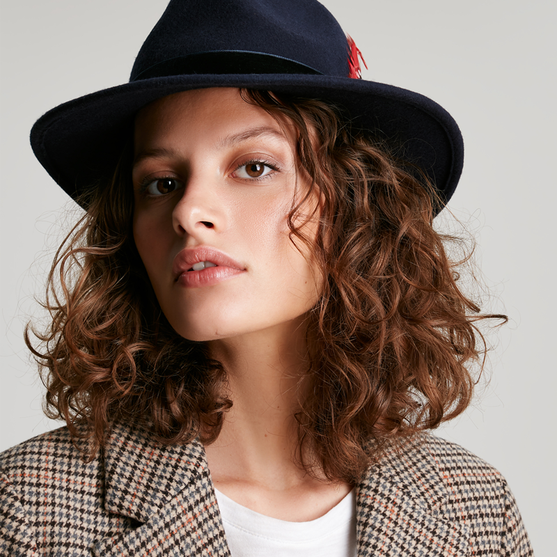 Joules Fedora Hat With Ribbon Detailing - French Navy-2
