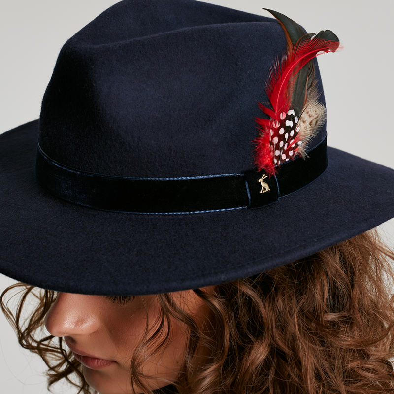 Joules Fedora Hat With Ribbon Detailing - French Navy-1