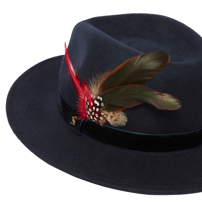 Joules Fedora Hat With Ribbon Detailing - French Navy-4