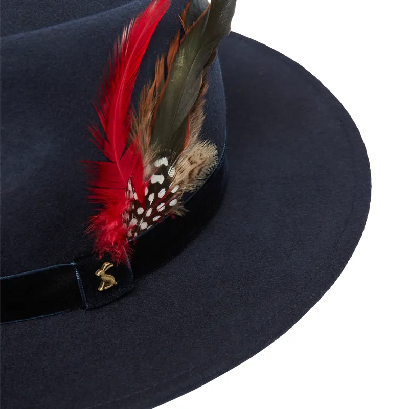 Joules Fedora Hat With Ribbon Detailing - French Navy-3