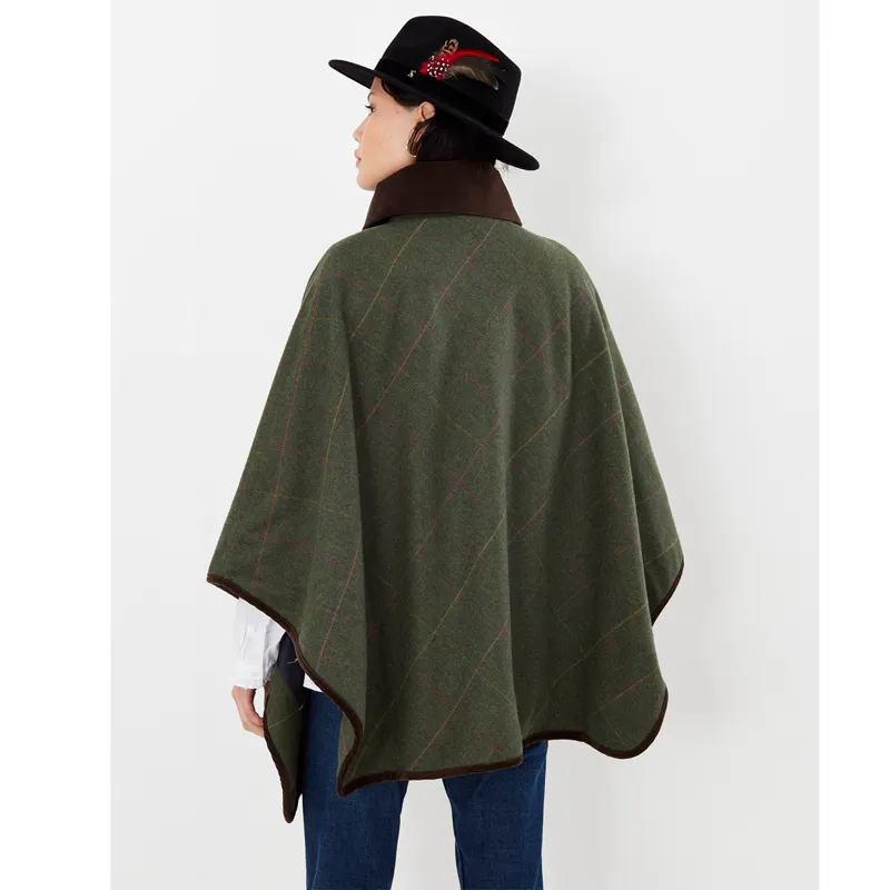 Joules Jillian Tweed Cape - Green Tweed-2