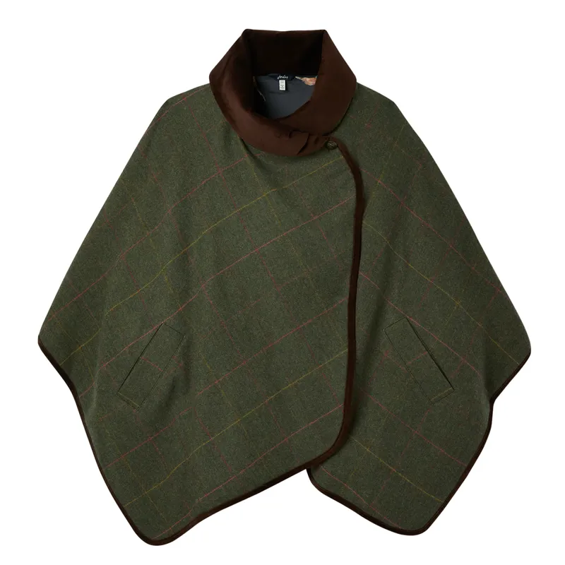 Joules Jillian Tweed Cape - Green Tweed
