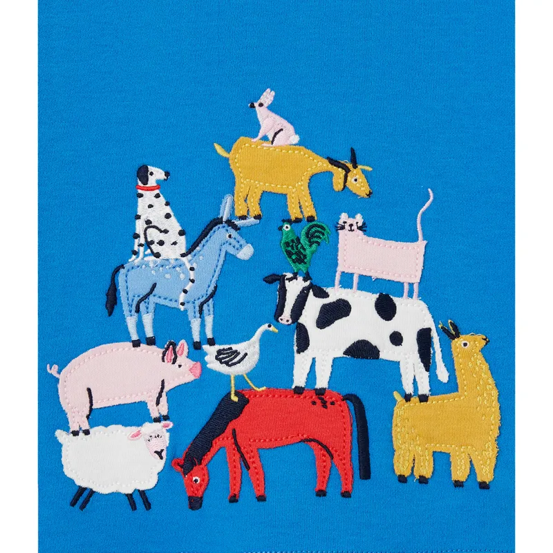 Joules Tate Artwork Short Sleeve T-Shirt - Animal Blue-2