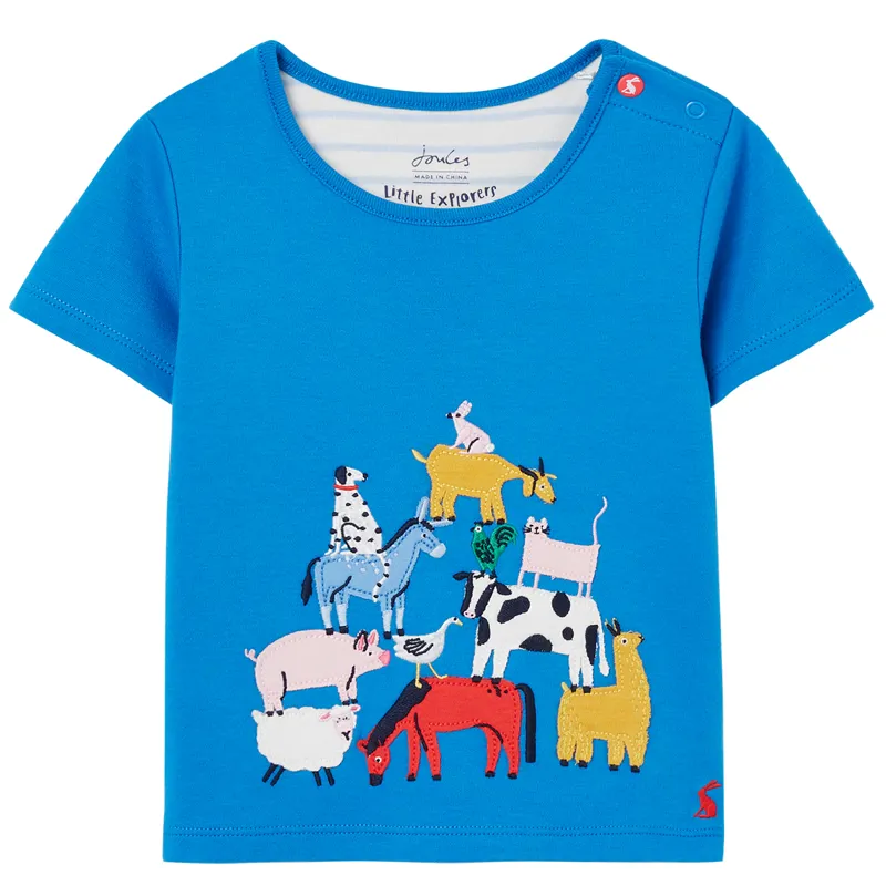 Joules Tate Artwork Short Sleeve T-Shirt - Animal Blue