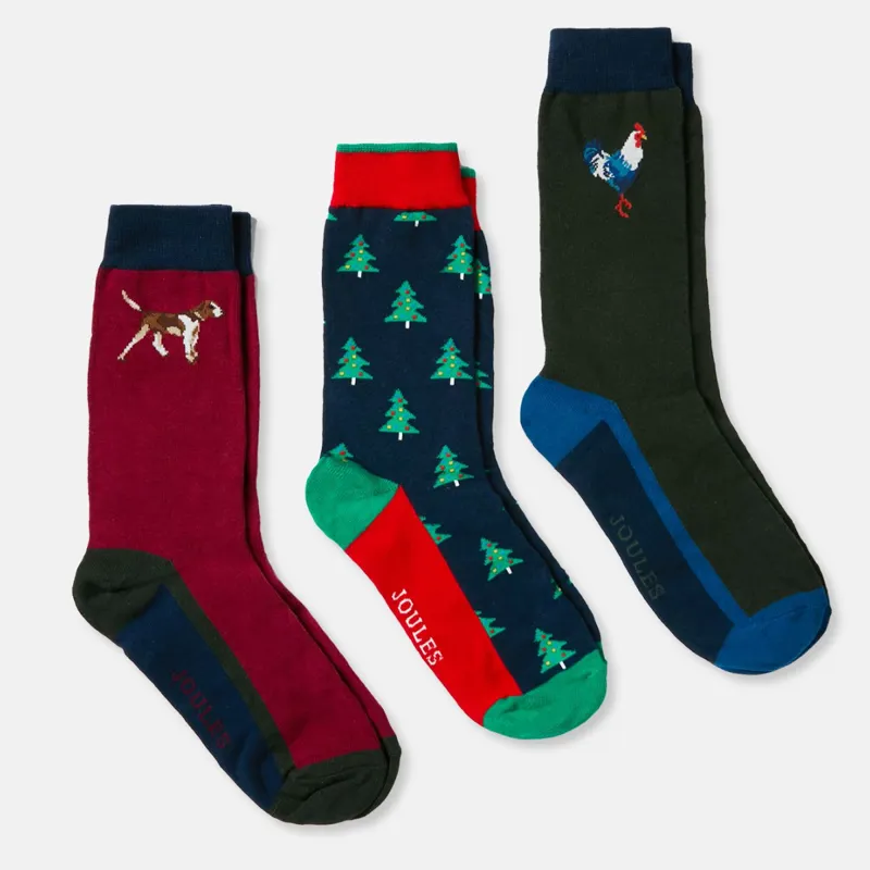 Joules Cracker Socks Festive 3 Pack - Festive Characters
