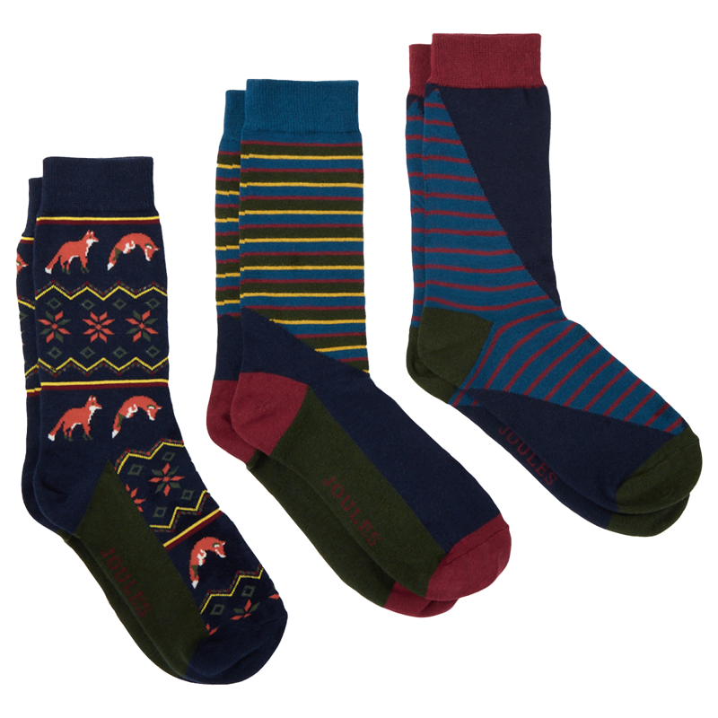 Joules Cracker Socks Festive 3 Pack - Geo Socks