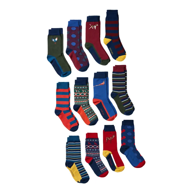 Joules 12 Days Of Christmas 12 Pack Sock Gift Set - 12 Days Of Xmas