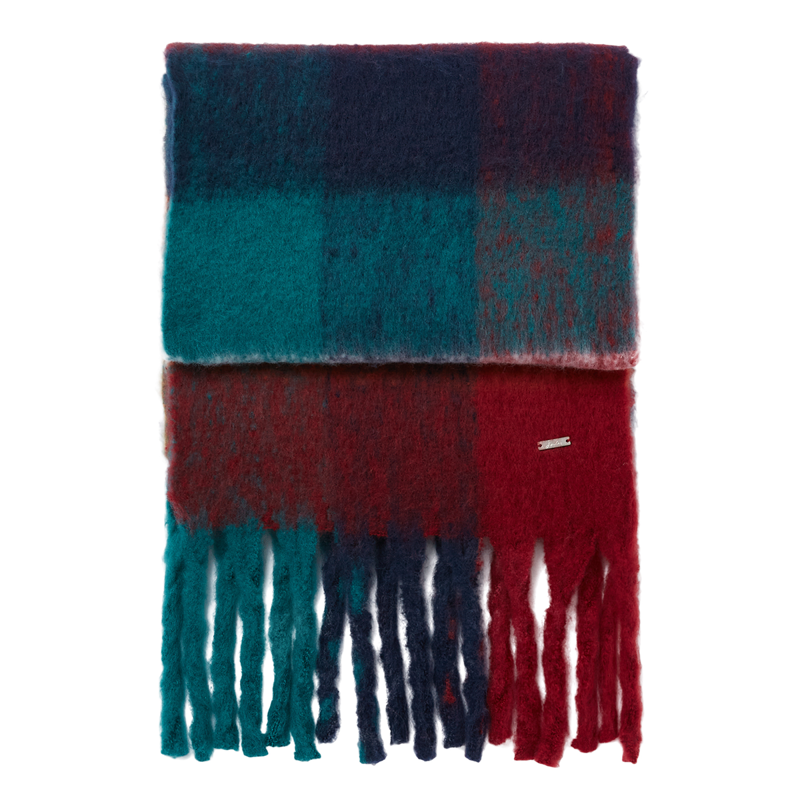 Joules Folley Brushed Check Scarf - Navy Green Check-1
