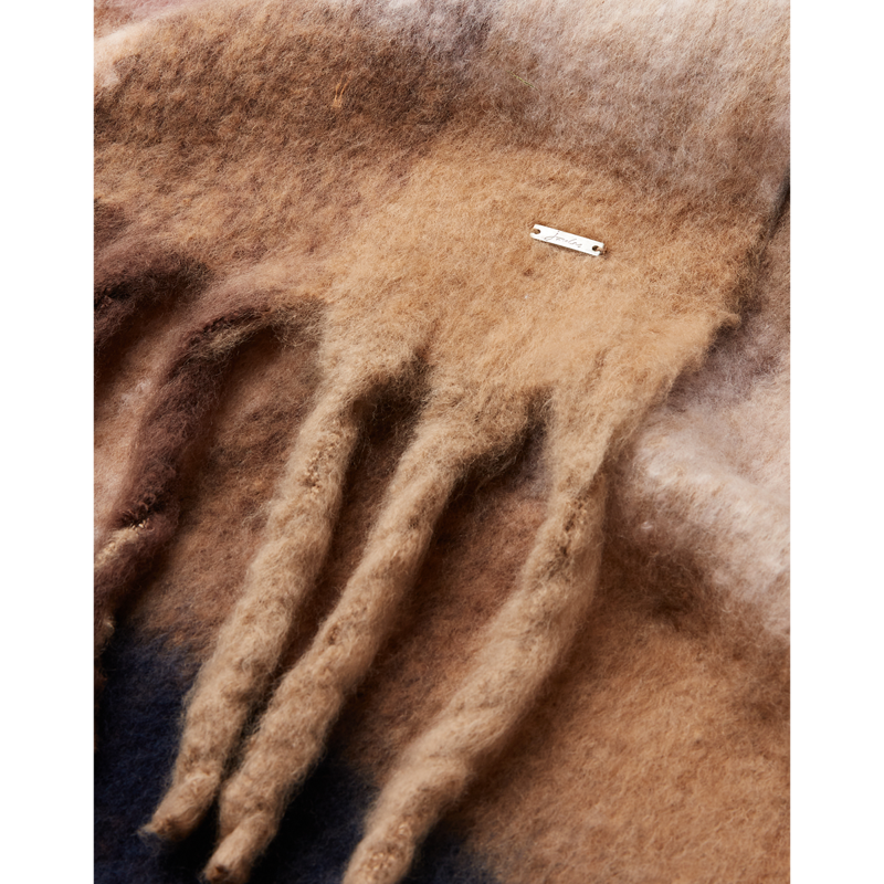 Joules Folley Brushed Check Scarf - Tan Pink Check-2