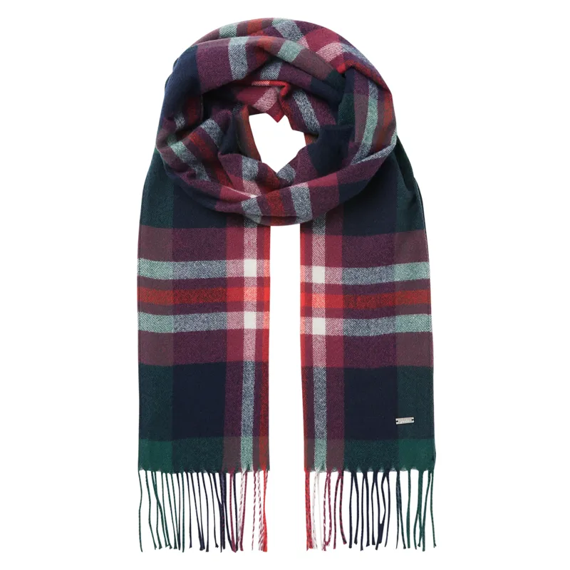 Joules Bracken Check Warm Handle Scarf - Navy Pink Check