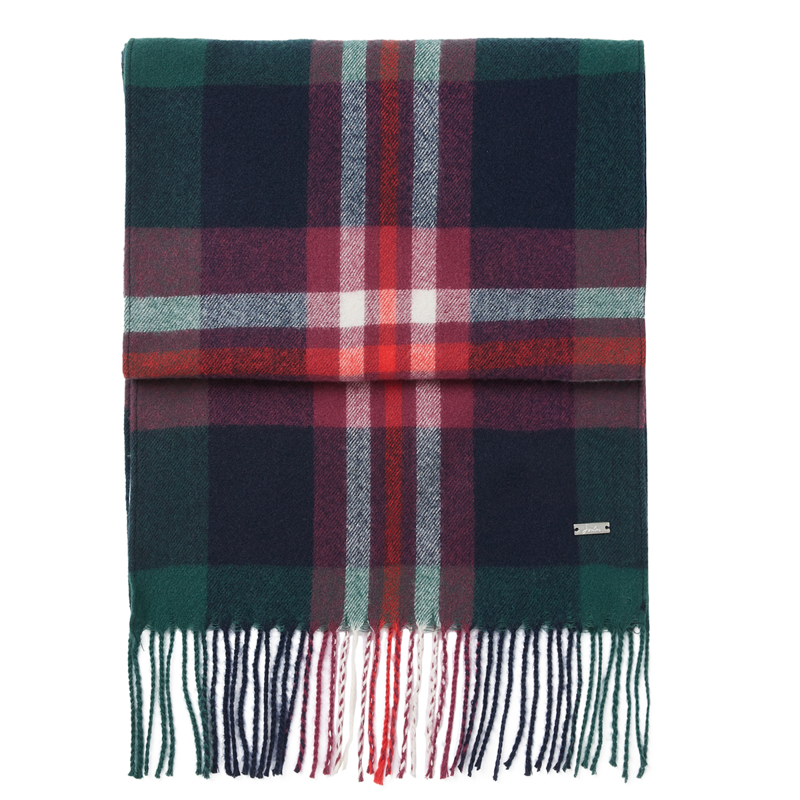 Joules Bracken Check Warm Handle Scarf - Navy Pink Check-1