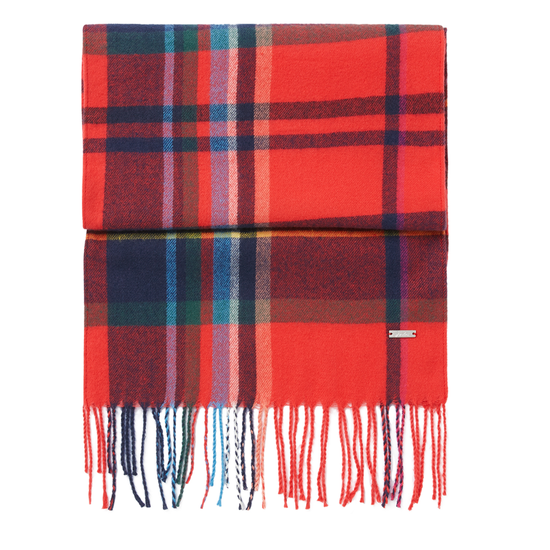 Joules Bracken Check Warm Handle Scarf - Red Check-1