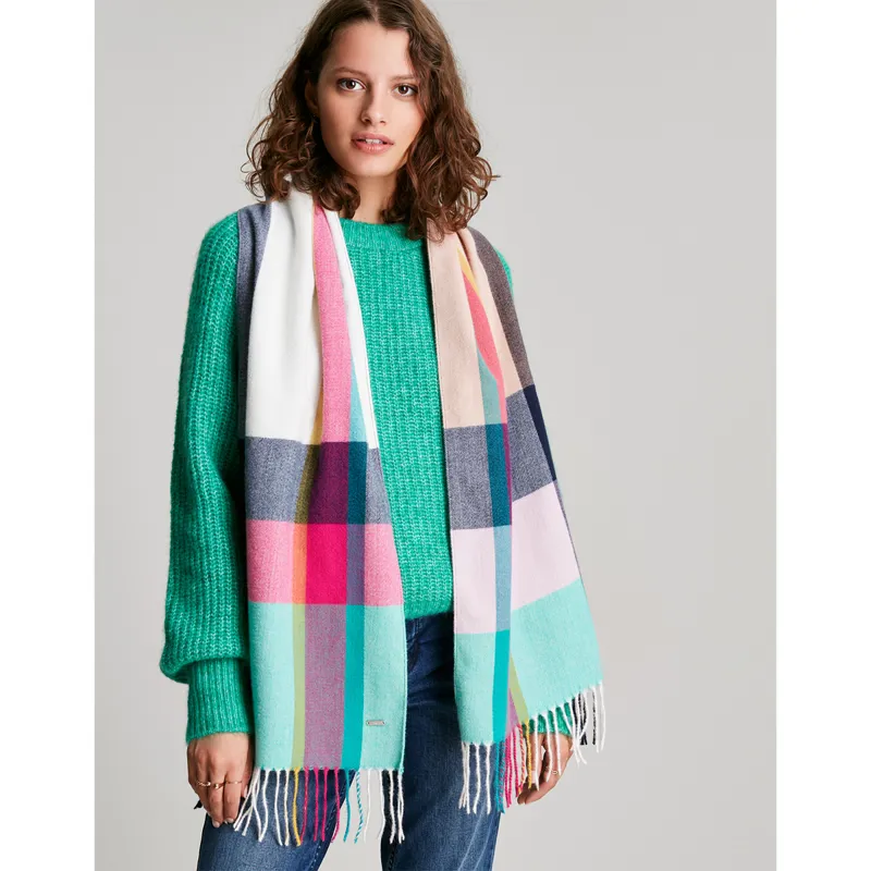 Joules Bracken Check Warm Handle Scarf - Tan Check-2