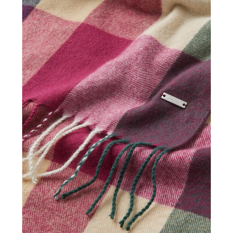 Joules Bracken Check Warm Handle Scarf - Tan Purple Check-2