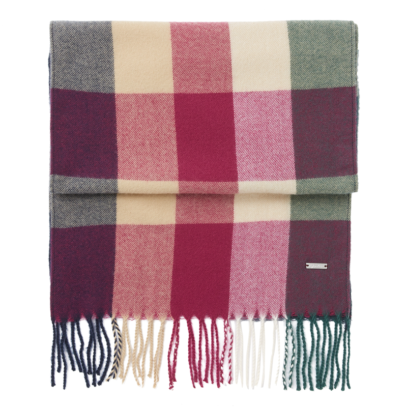 Joules Bracken Check Warm Handle Scarf - Tan Purple Check-1