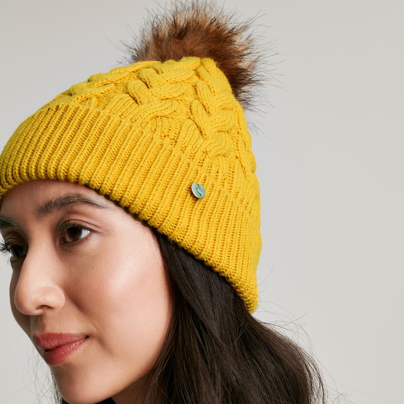 Joules Elena Cable Hat - Antique Gold-2