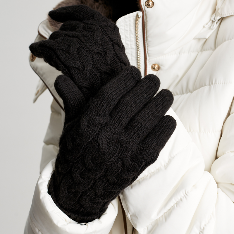 Joules Elena Cable Gloves - True Black-1