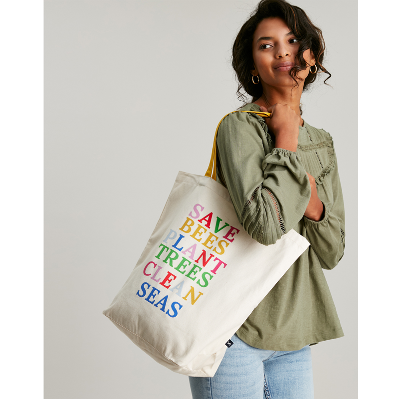 Joules Lulu Shopper Printed Tote Bag - Multi Slogan-2
