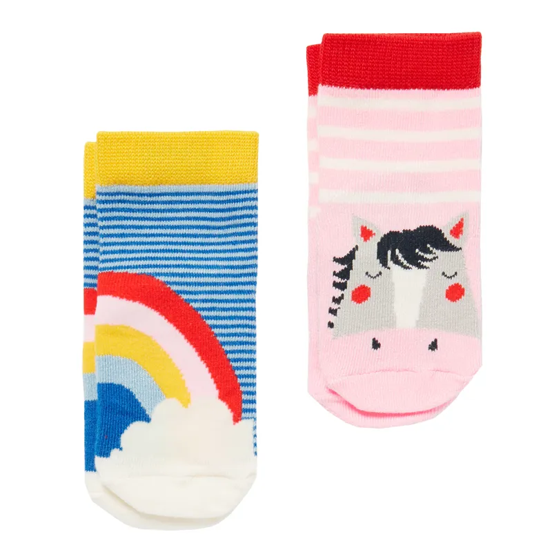 Joules Neat Feet 2 Pack Of Socks - Rainbow Horse